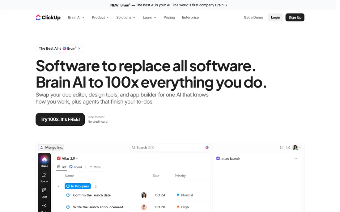 ClickUp homepage