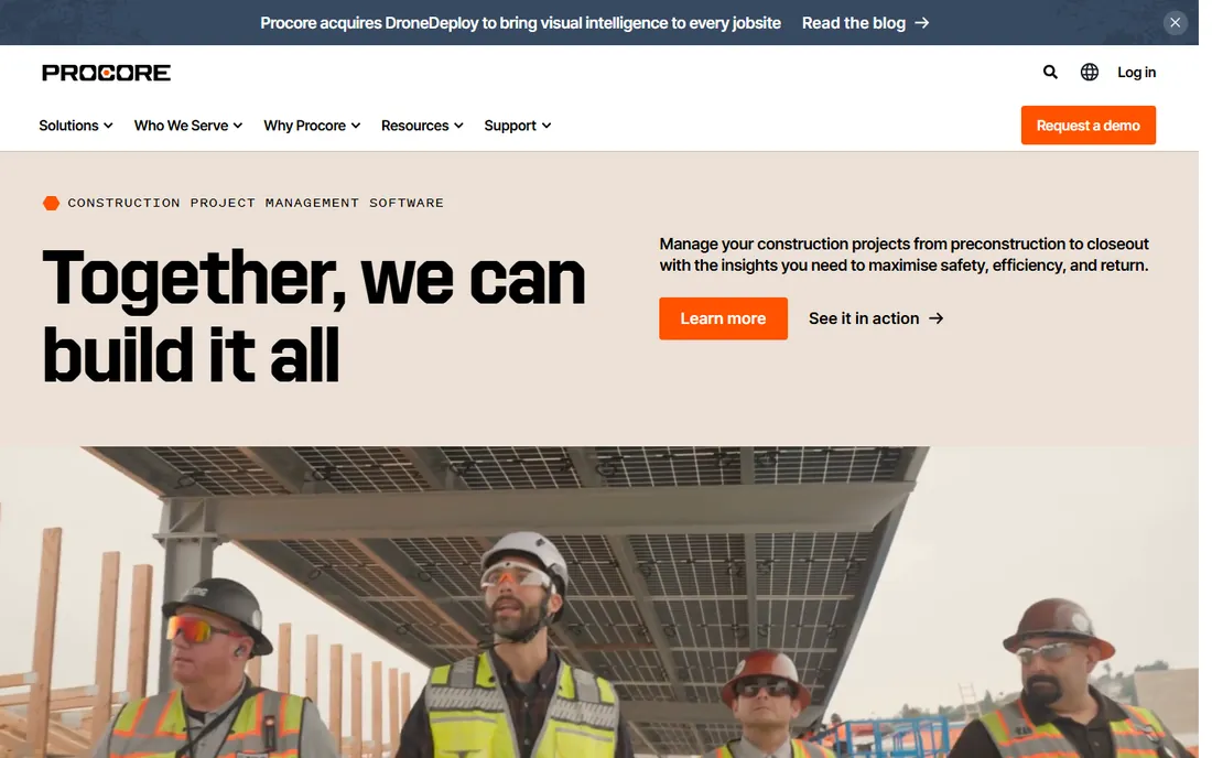 Procore homepage