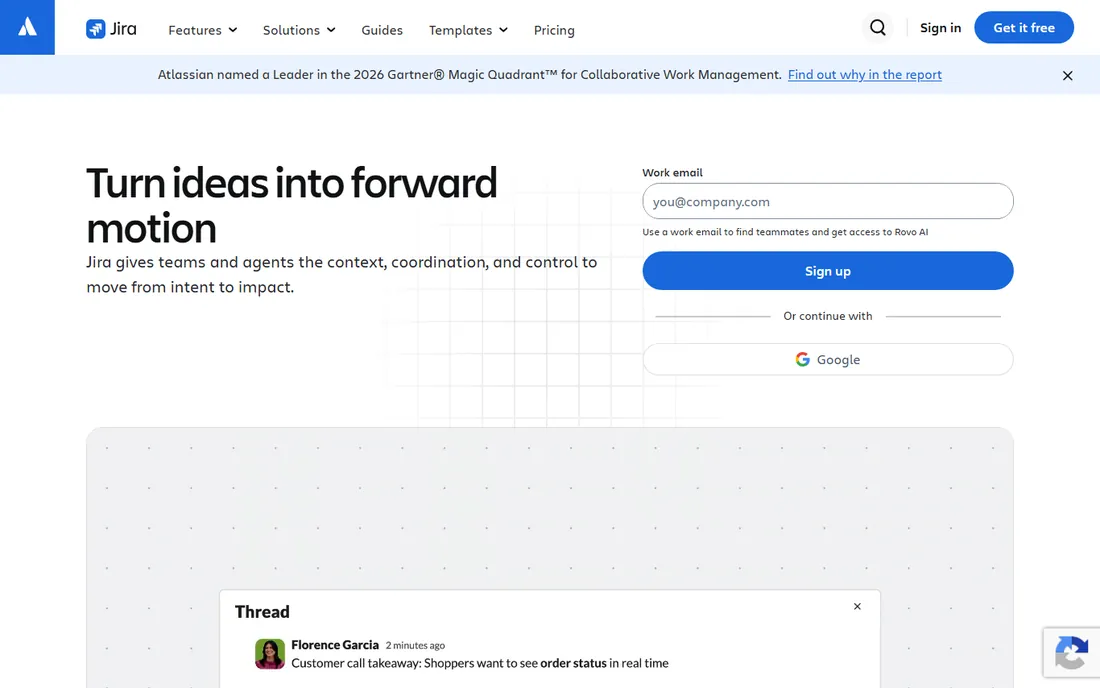 Jira homepage