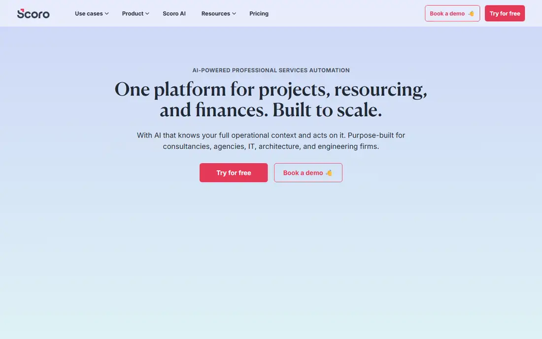 Scoro homepage