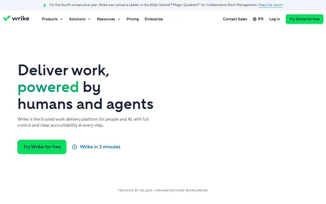 Wrike homepage