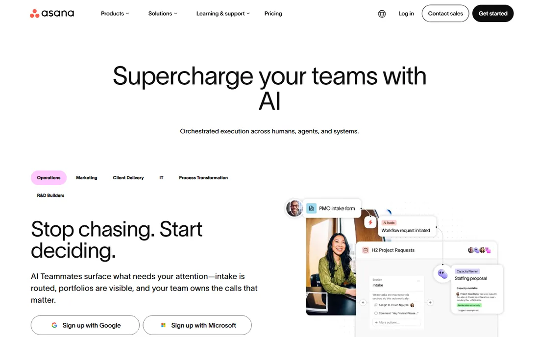 Asana homepage