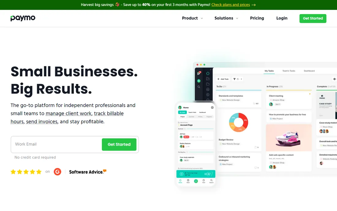 Paymo homepage