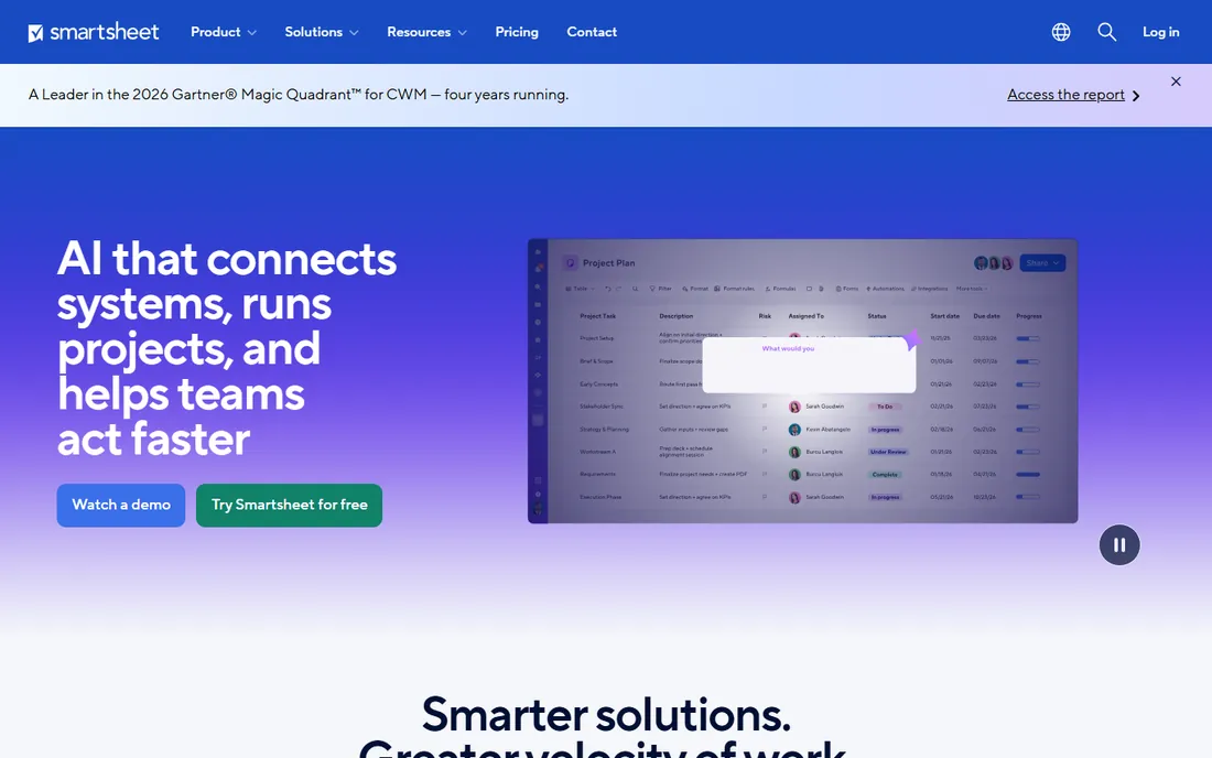 Smartsheet homepage