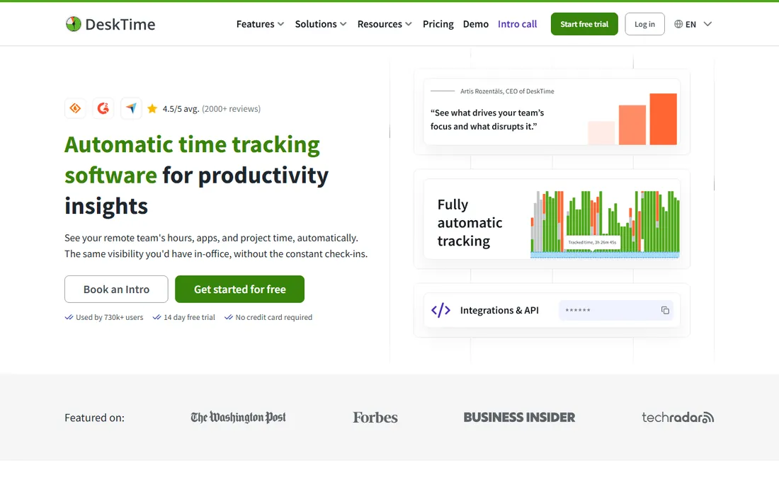 DeskTime homepage