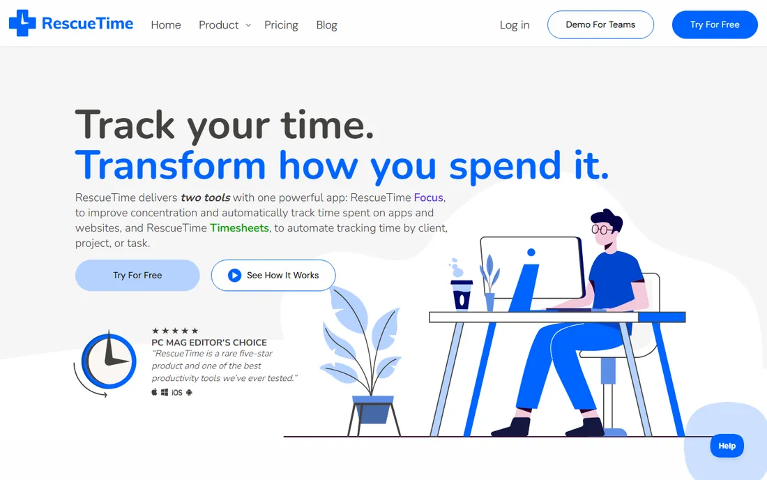 RescueTime homepage