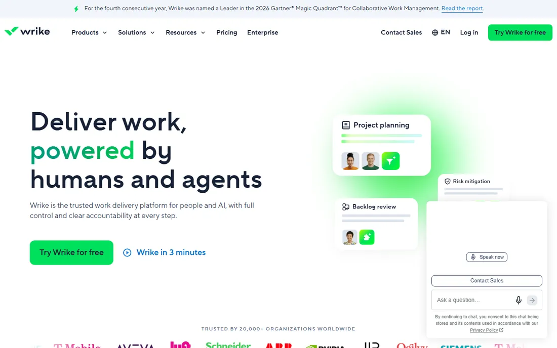 Wrike homepage