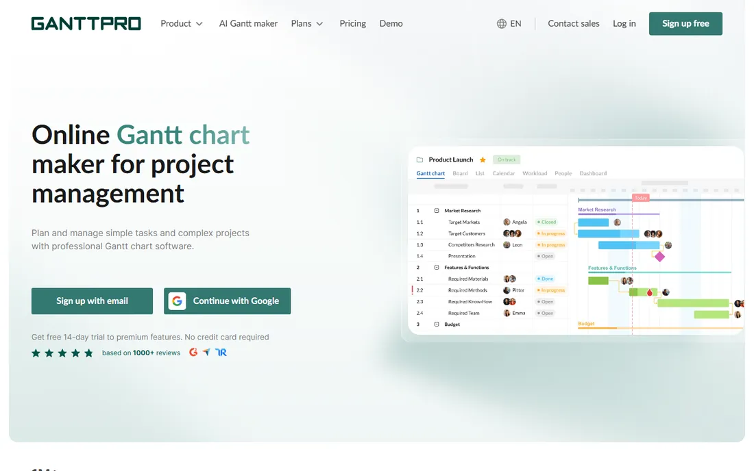 GanttPRO homepage