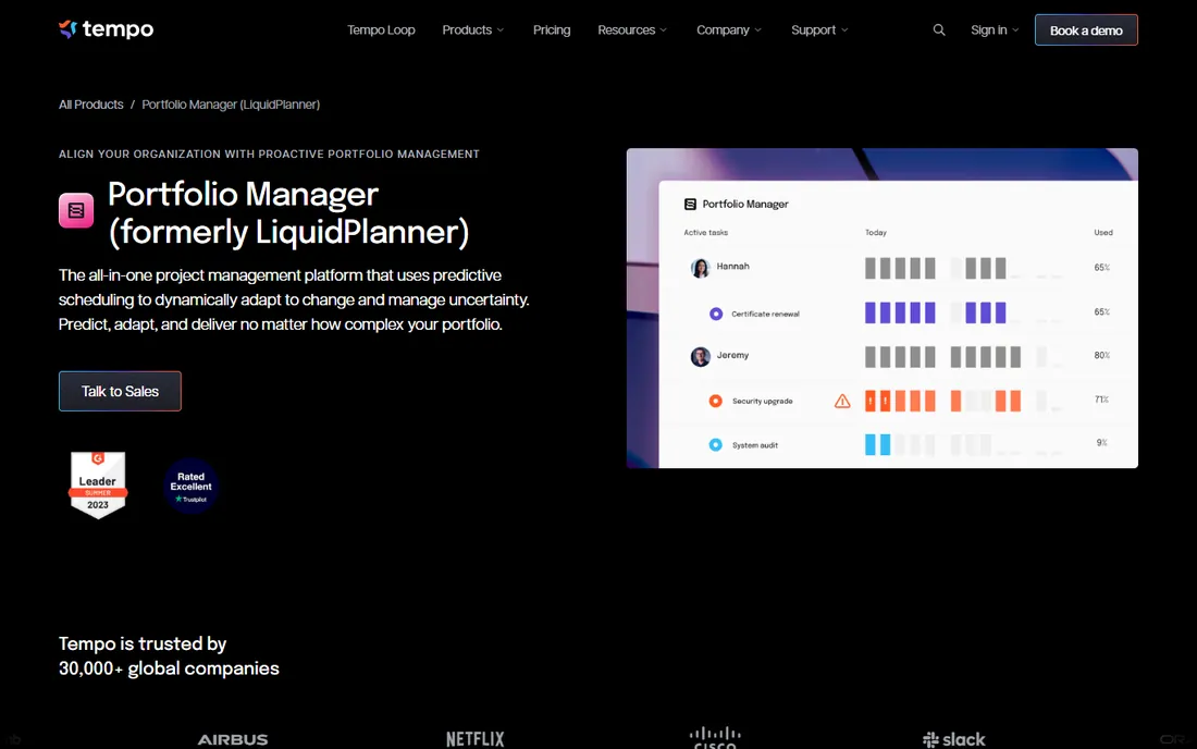 LiquidPlanner homepage