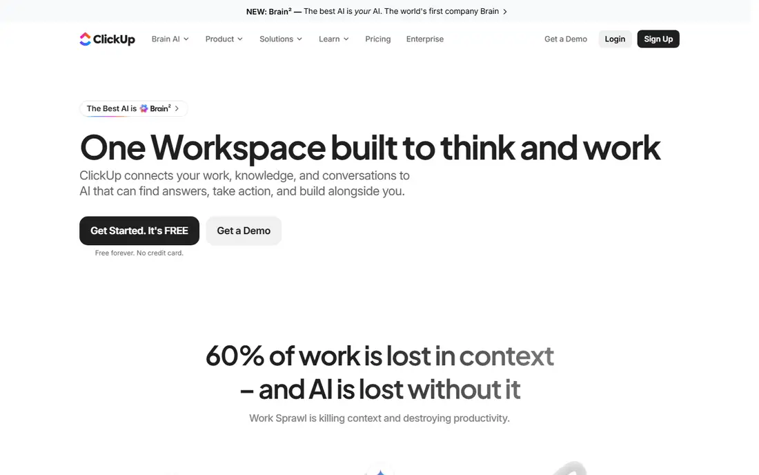 ClickUp homepage