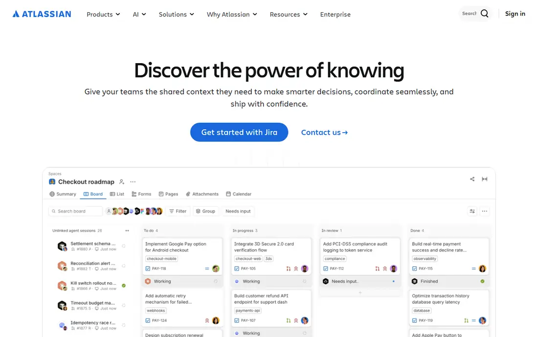 Jira homepage