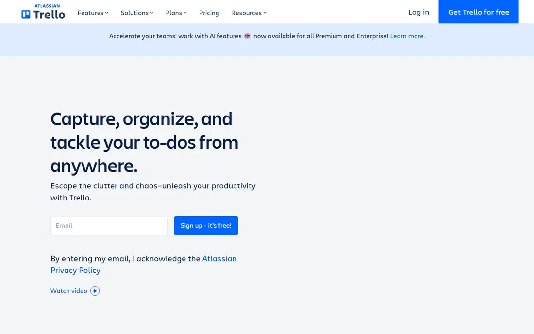 Trello homepage
