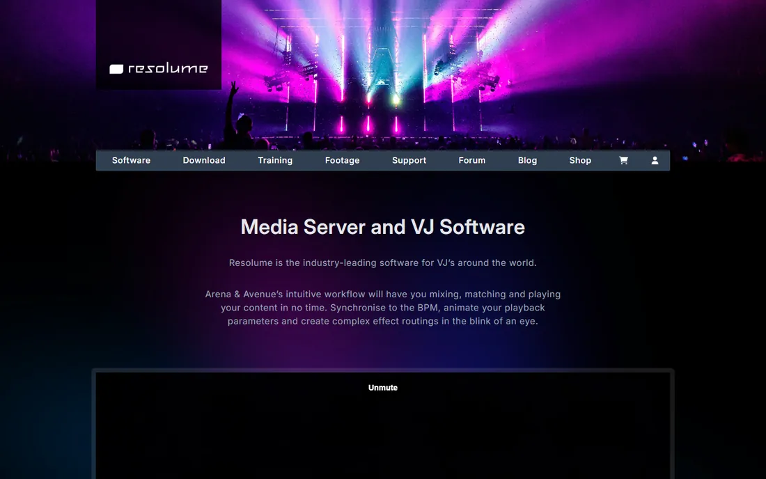 Resolume Arena homepage