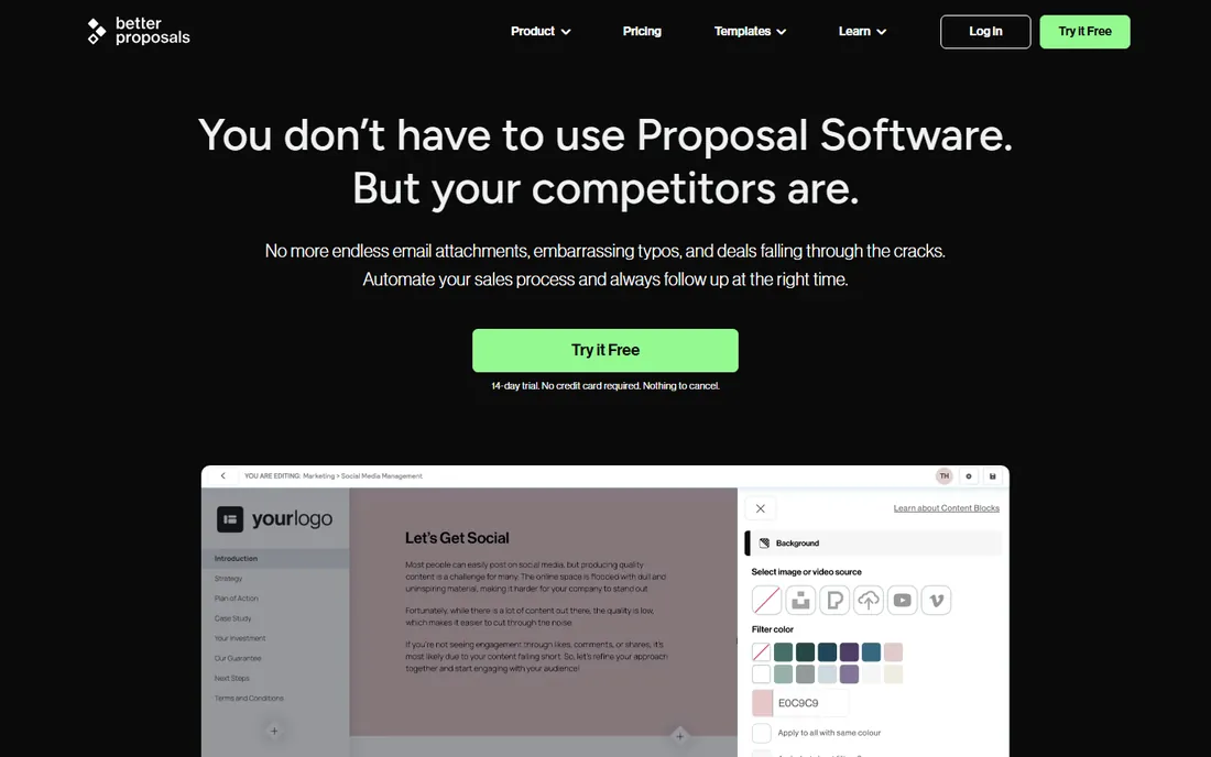 Better Proposals homepage