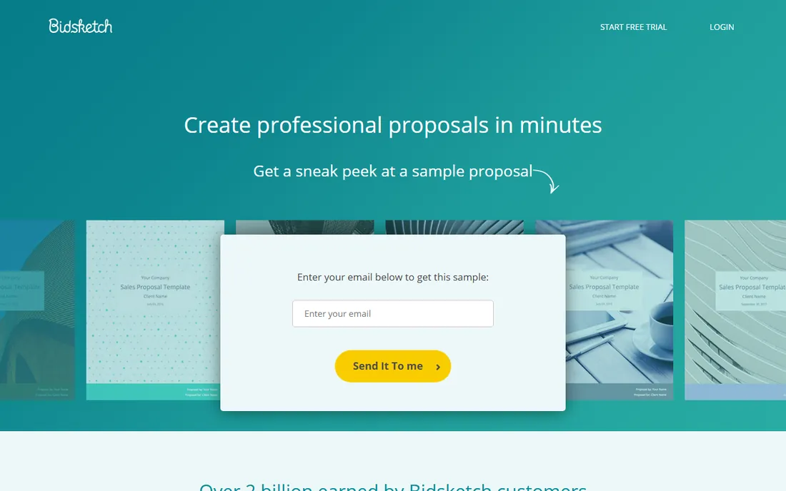 Bidsketch homepage