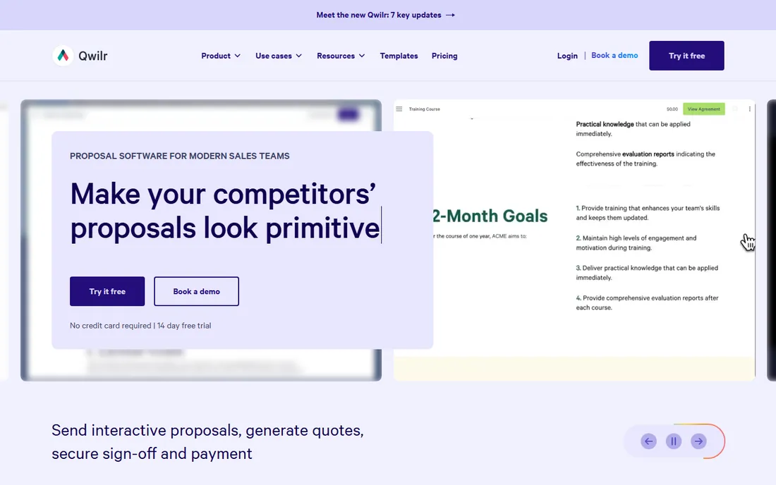 Qwilr homepage