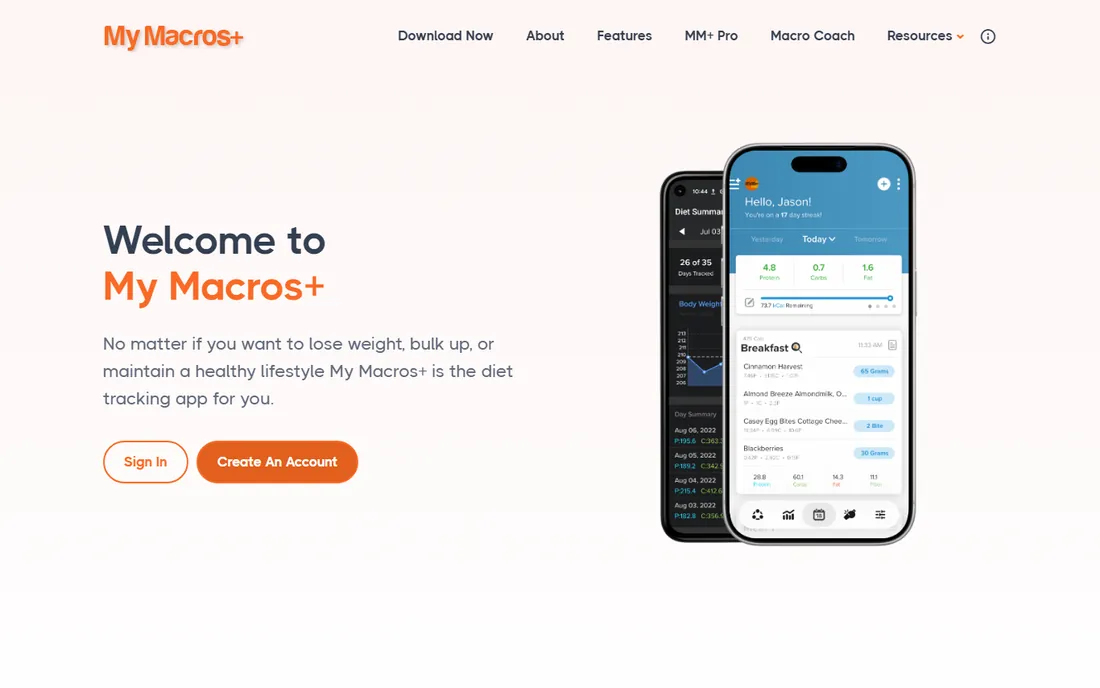 MyMacros+ homepage