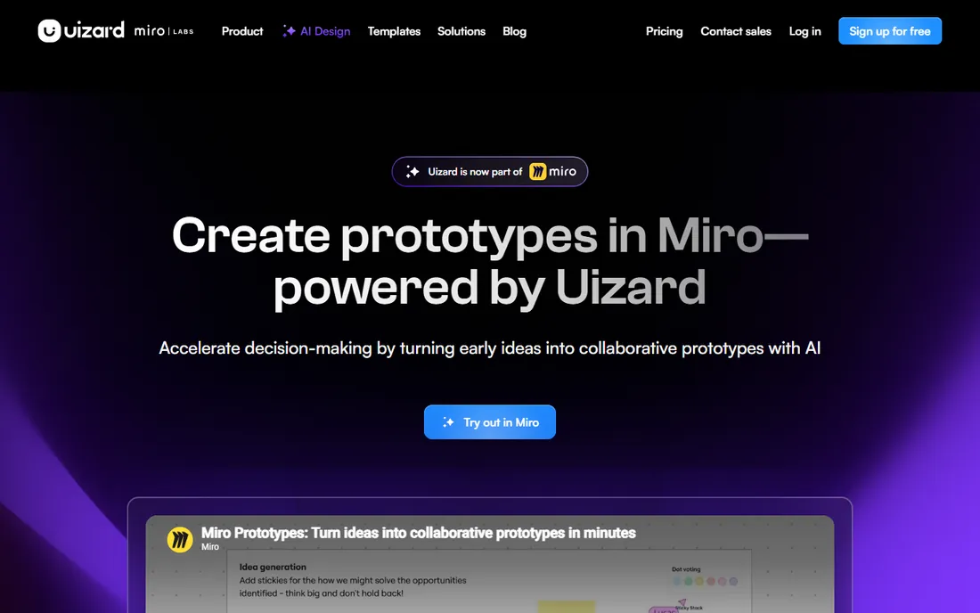 Uizard homepage
