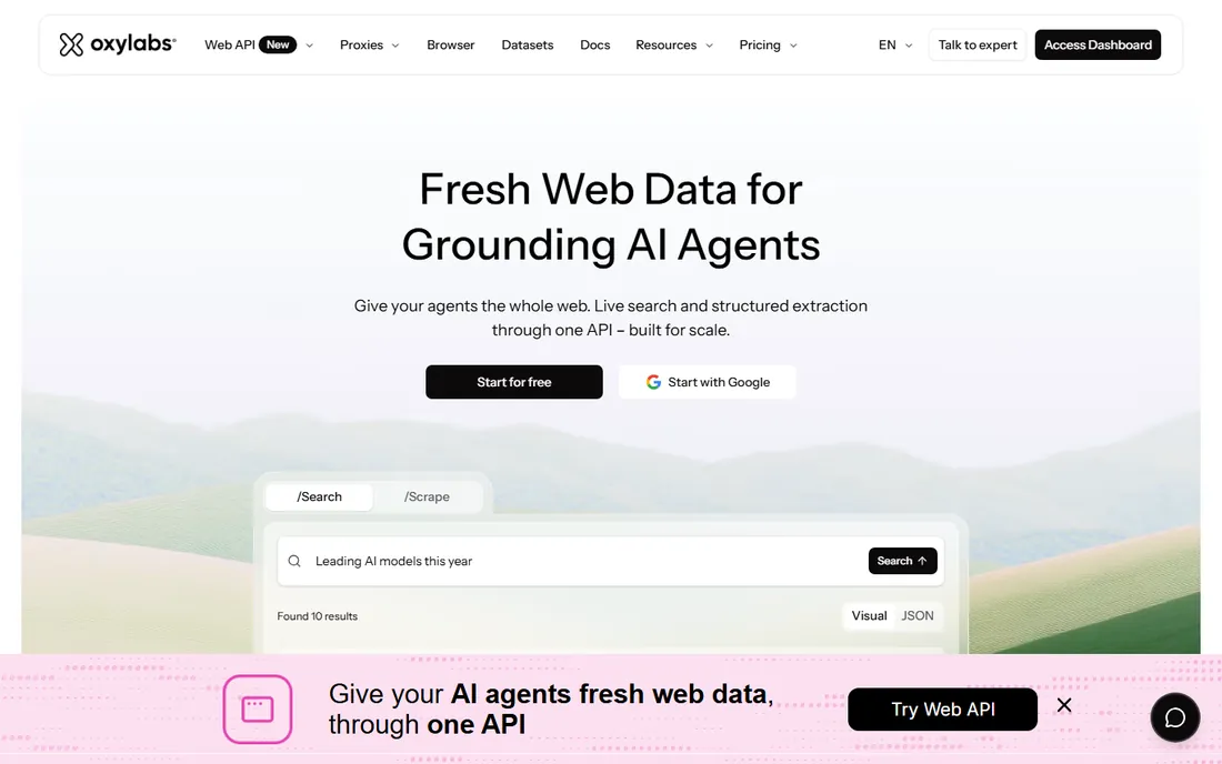 Oxylabs homepage