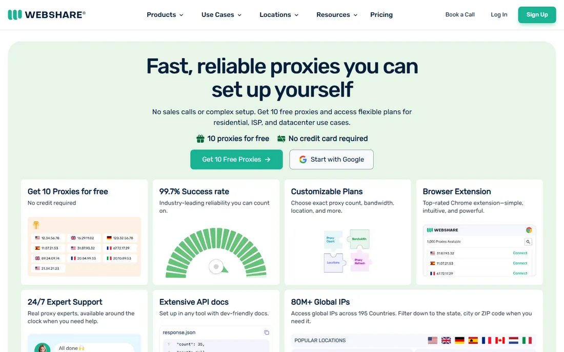 Webshare homepage