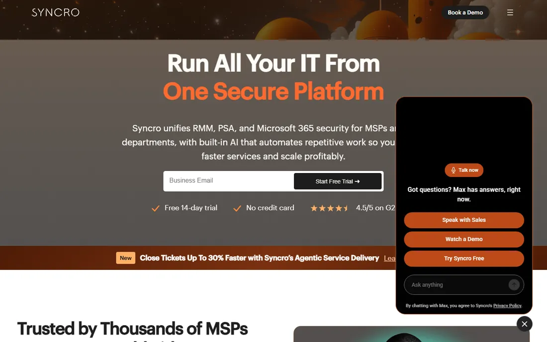 Syncro homepage