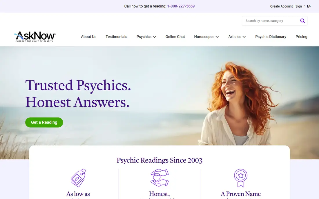 AskNow homepage