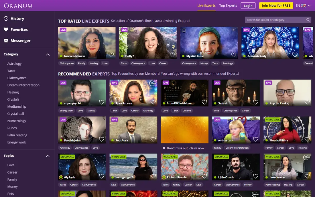 Oranum homepage