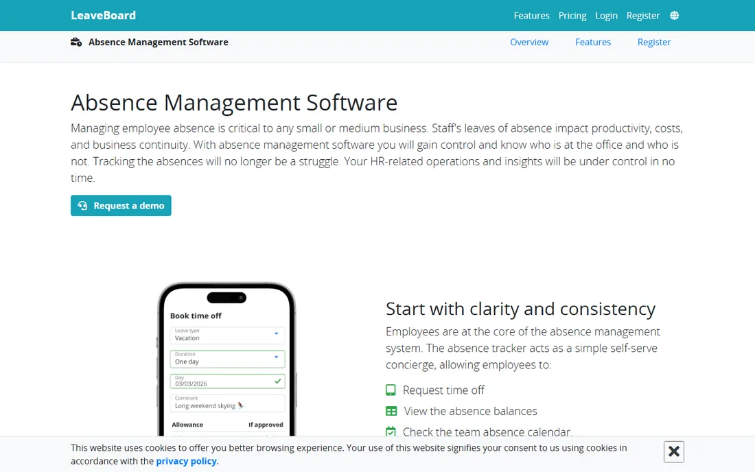 LeaveBoard homepage