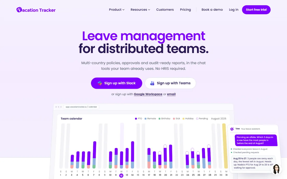 Vacation Tracker homepage