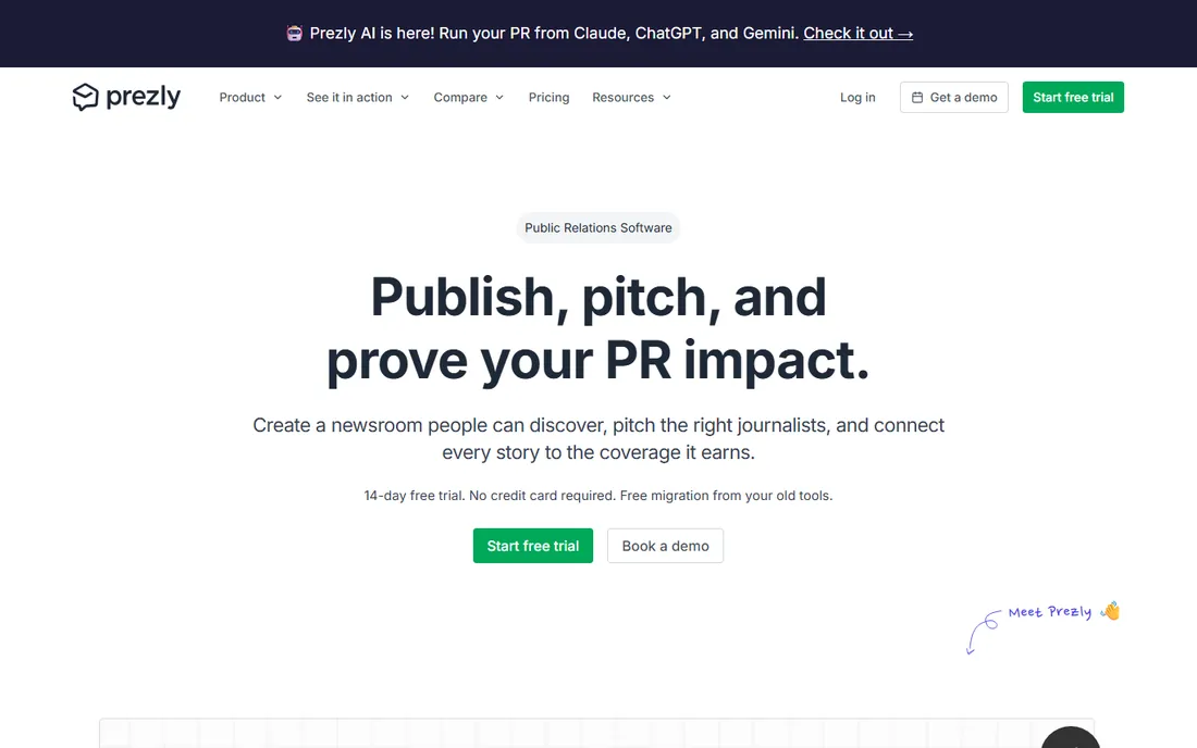 Prezly homepage