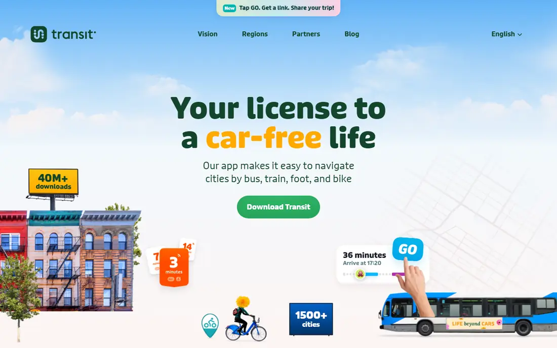 Transit homepage