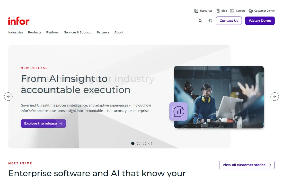 Infor EAM homepage
