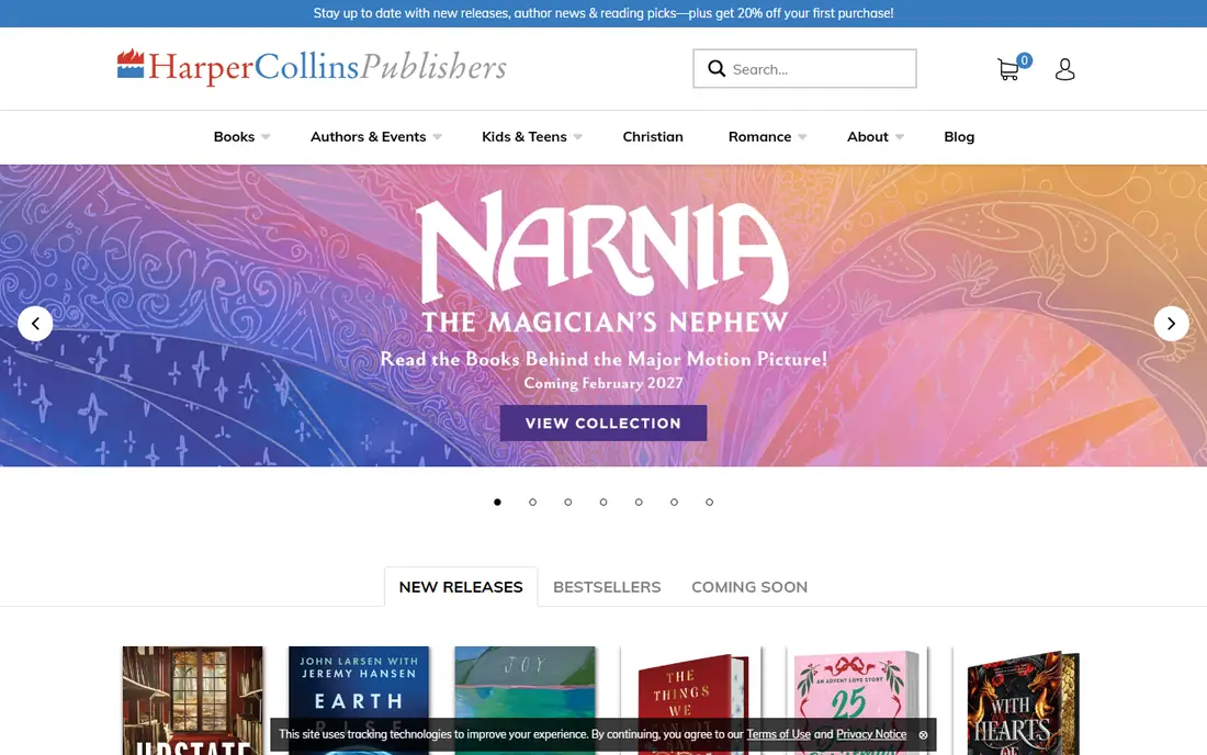 HarperCollins homepage