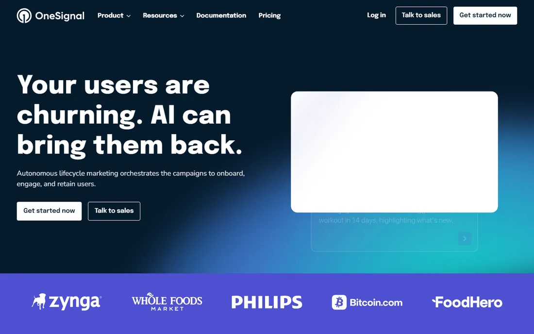 OneSignal homepage