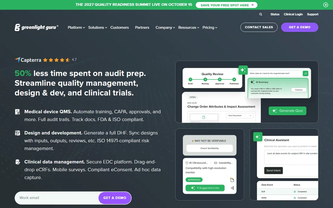 Greenlight Guru homepage