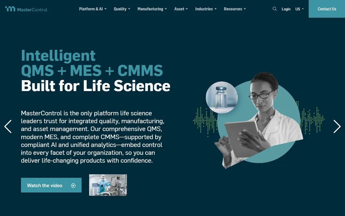 MasterControl homepage