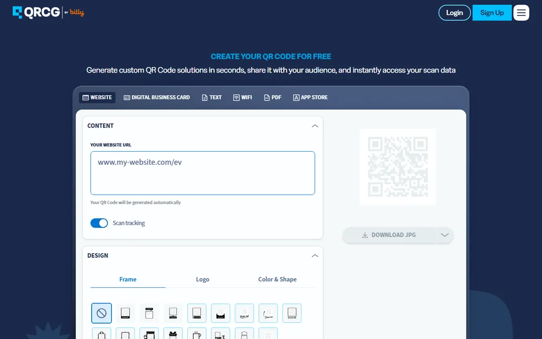 QR Code Generator homepage