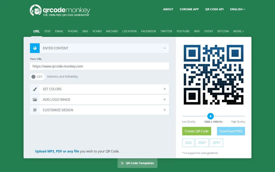 QRCode Monkey homepage