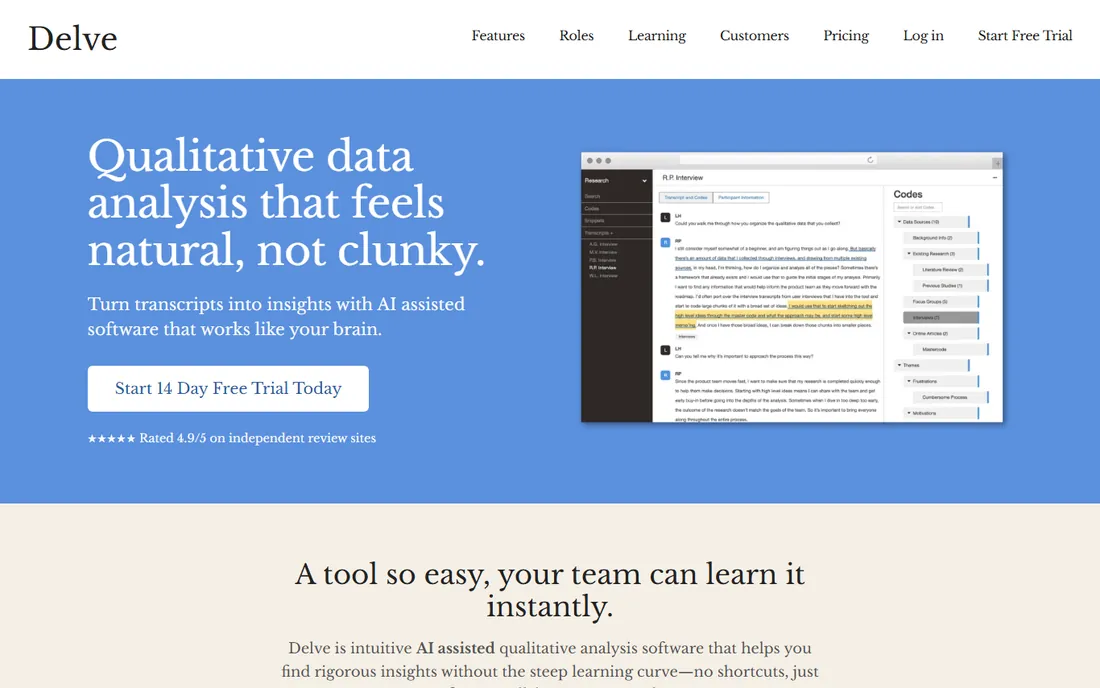 Delve homepage