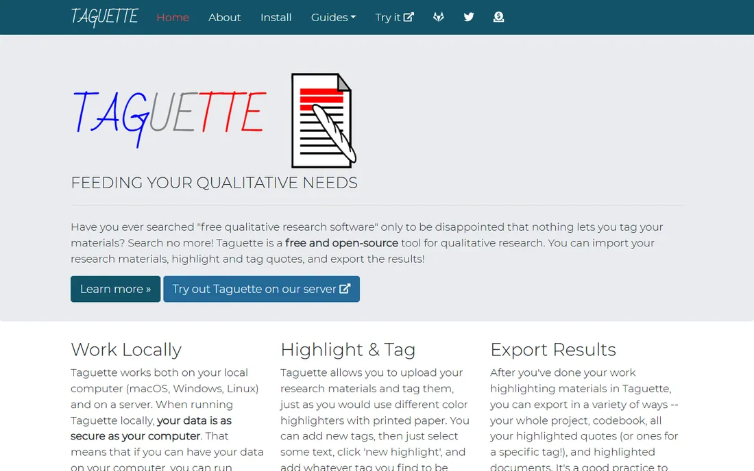 Taguette homepage
