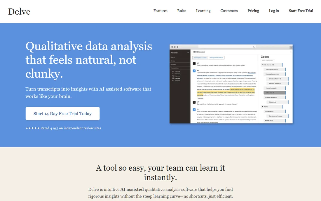 Delve homepage