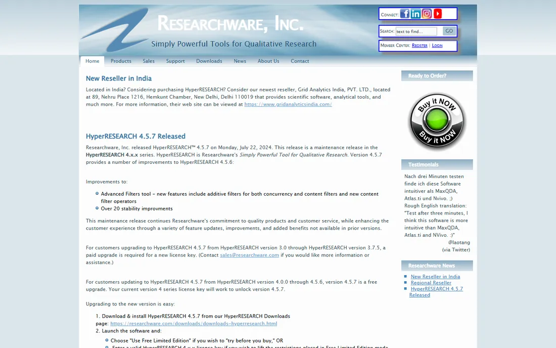 HyperRESEARCH homepage