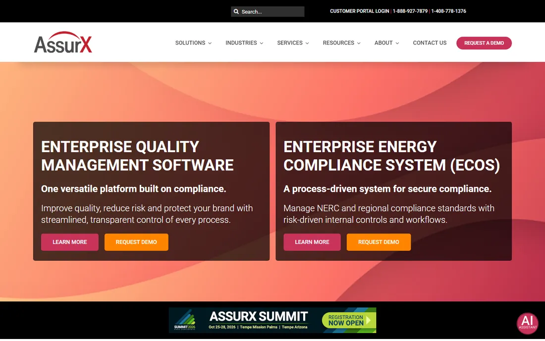 AssurX homepage