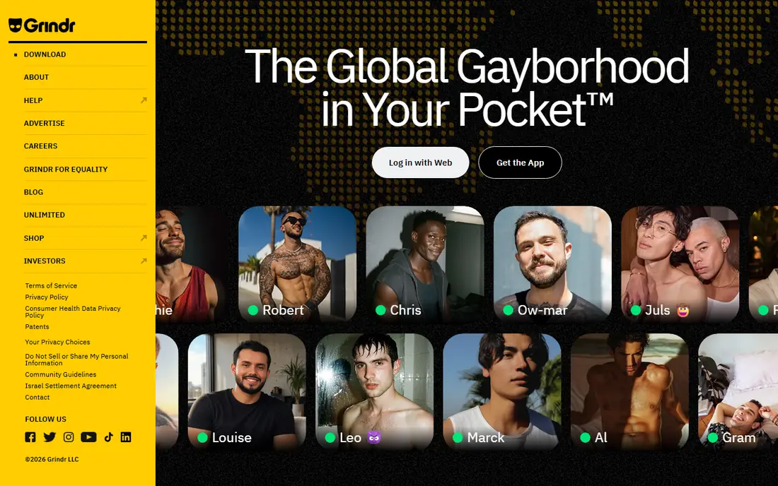 Grindr homepage