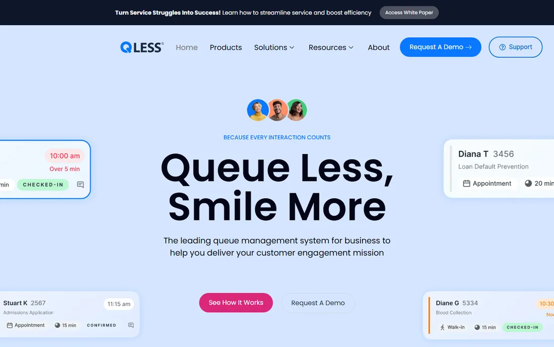 QLess homepage