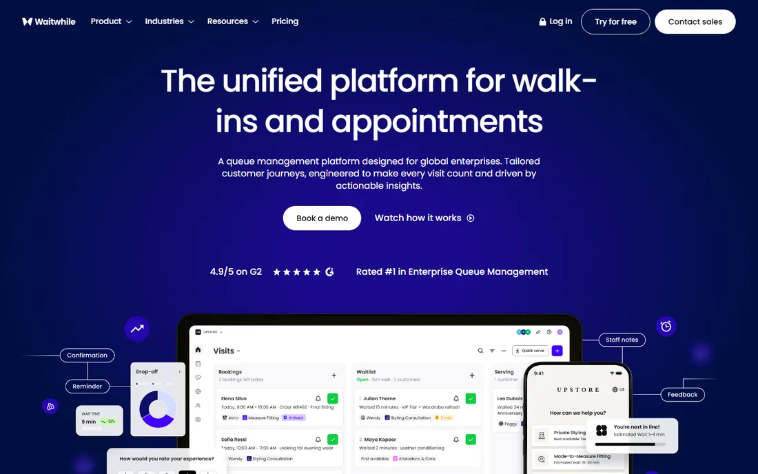 Waitwhile homepage