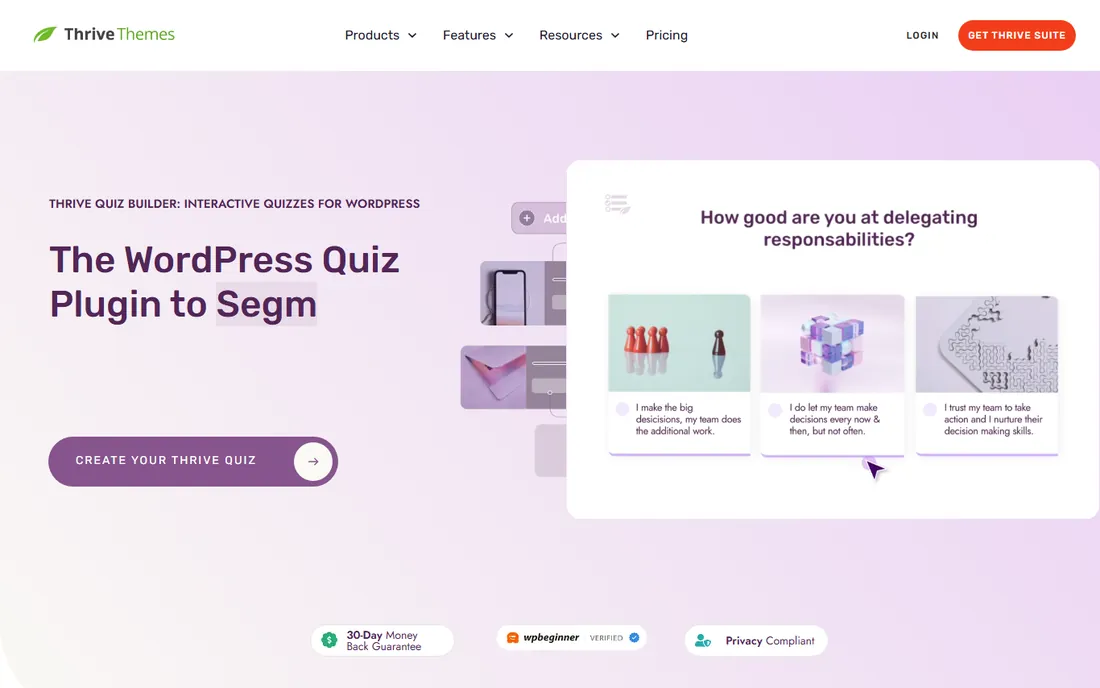 Thrive Quiz Builder homepage