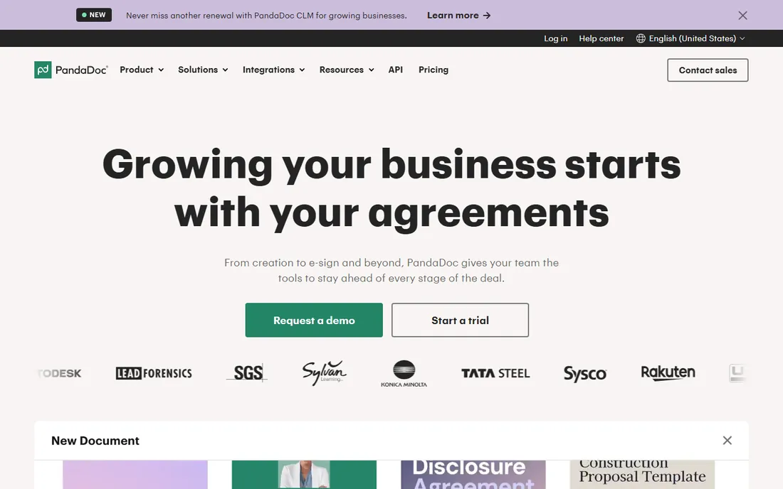 PandaDoc homepage