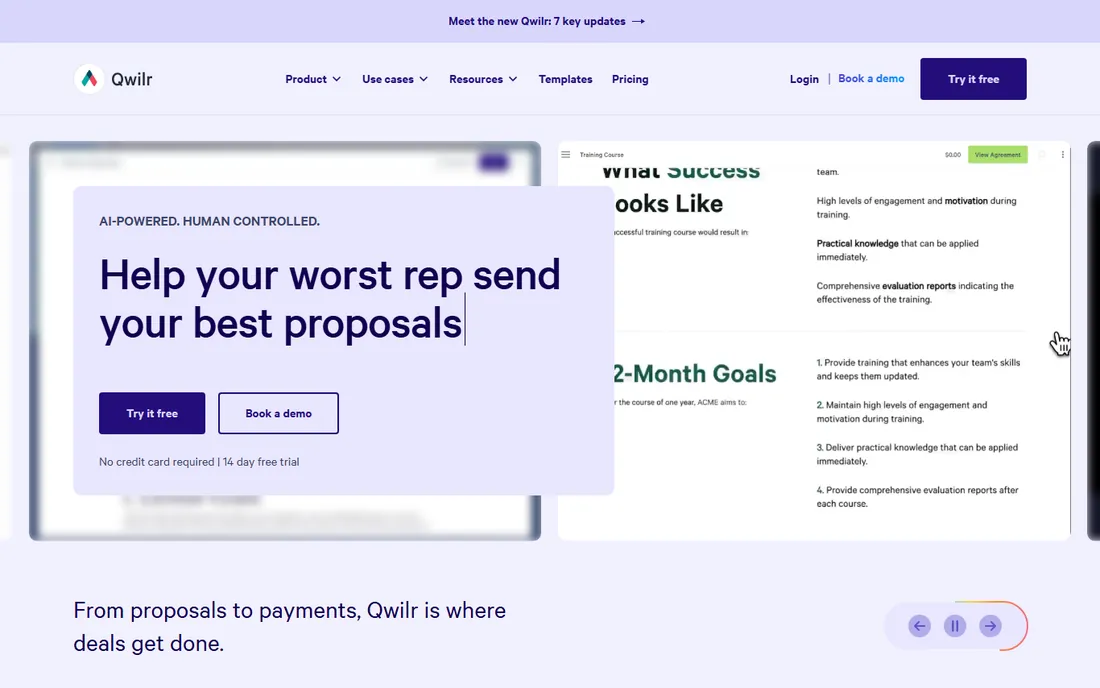 Qwilr homepage