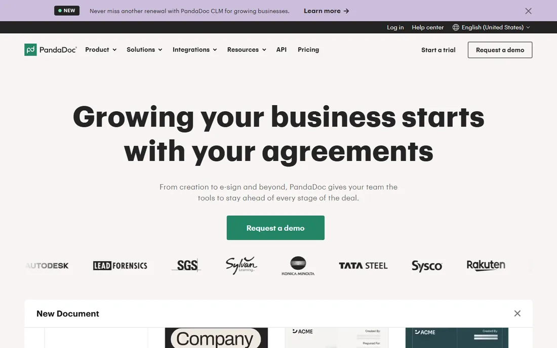 PandaDoc homepage
